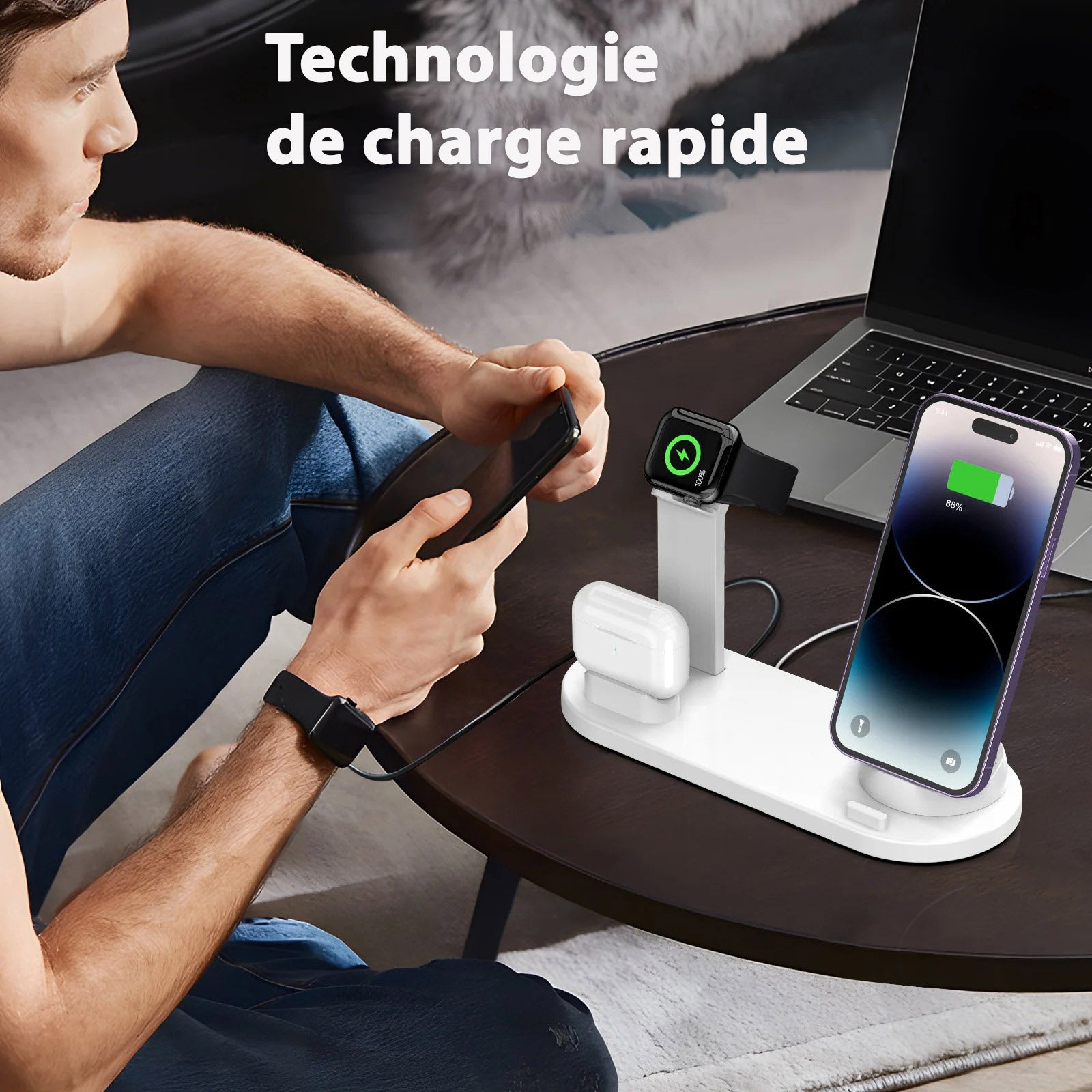 Chargeur à induction 5-en-1 : Recharge Sans Fil Ultra-Rapide